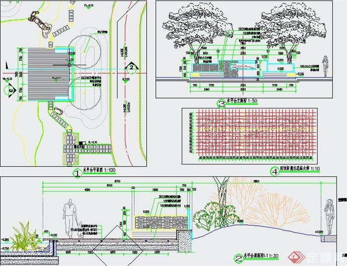 园林景观节点空影潭木平台设计CAD施工图